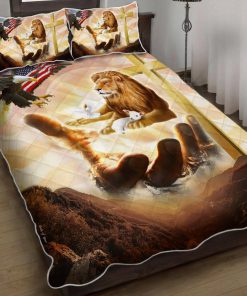 Lion And Lamb Cross American Quilt Bedding Set