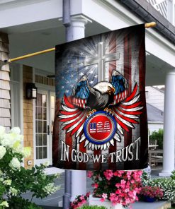 Unique Cross  And Eagle Flag - In God We Trust AH157