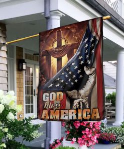 Lovely Christian Cross Flag - God Bless America H05